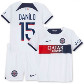 Günstige Fußballtrikots Paris Saint-Germain Danilo 15 Kinder Auswärtstrikot 2023-24 Kurzarm